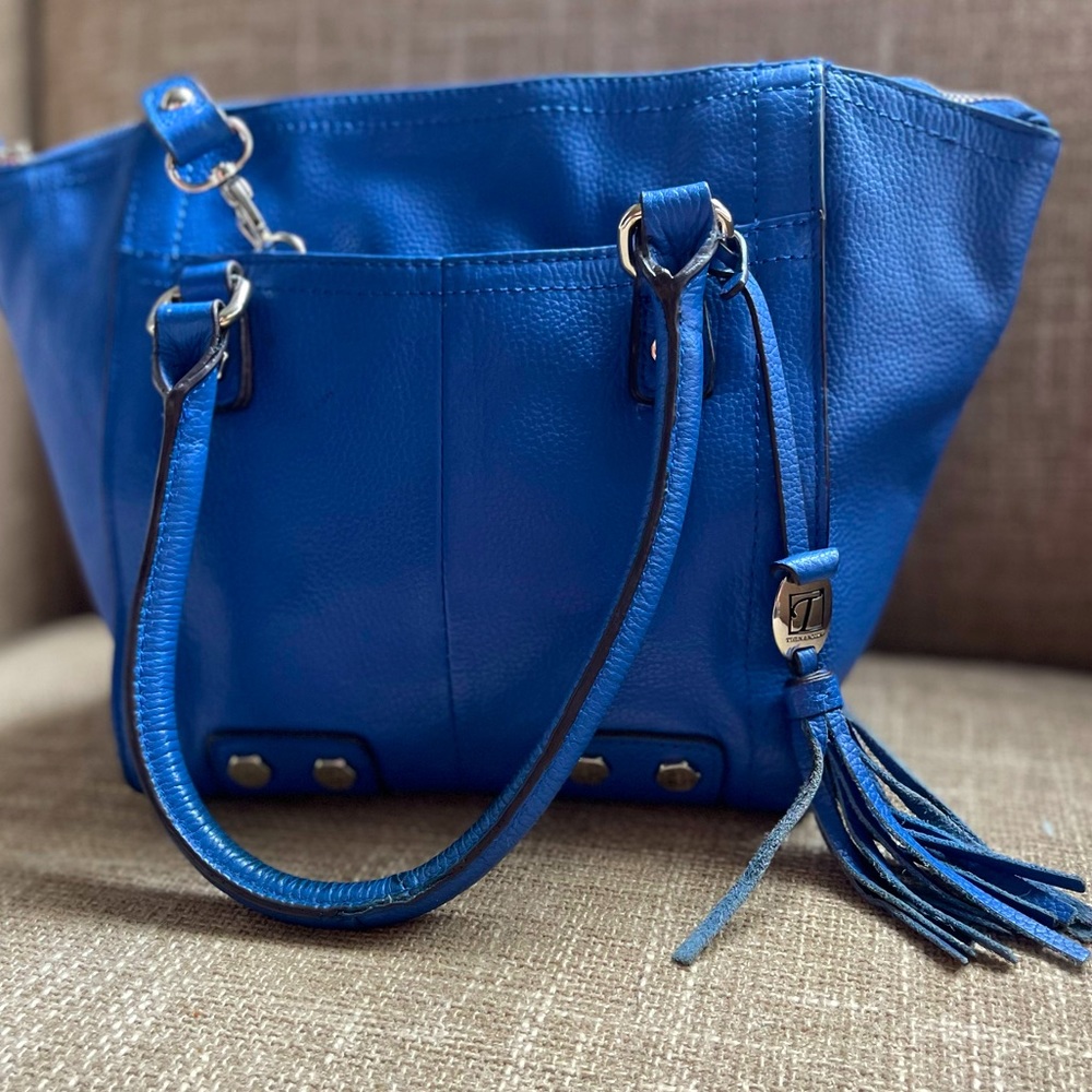 Tignanello blue leather tote/crossbody EUC